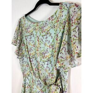 NWT Nicole Miller Watercolor Floral Dress SZ 12 Flutter Midi Fit Flare Cottage